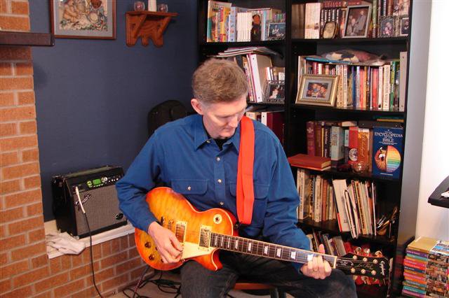 Me with my Epiphone Les Paul Ultra and the Fender G-DEC in the back.