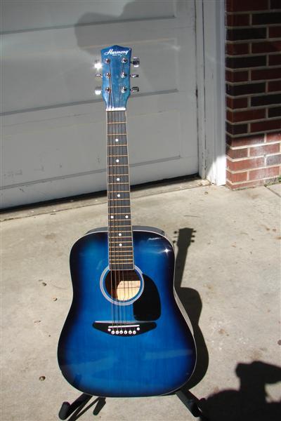 Lousy 3/4 size Harmony that I bought almost untouched for $25 with a gig bag.  The kids use it and I don't have to worry about it.